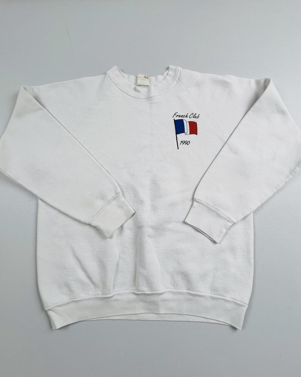Vintage Fruit Of The Loom 1990 Sweatshirt Mens L Fleece French Club Paris USA